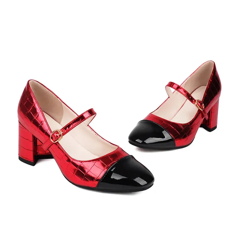 Two-Tone Square Heel Shoes