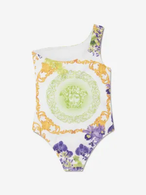 Versace Girls Orchid Logo Swimming Costume in White