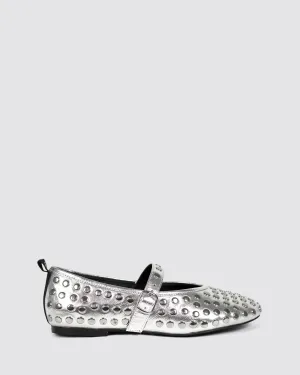 WARHOL MARY JANE SILVER LEATHER