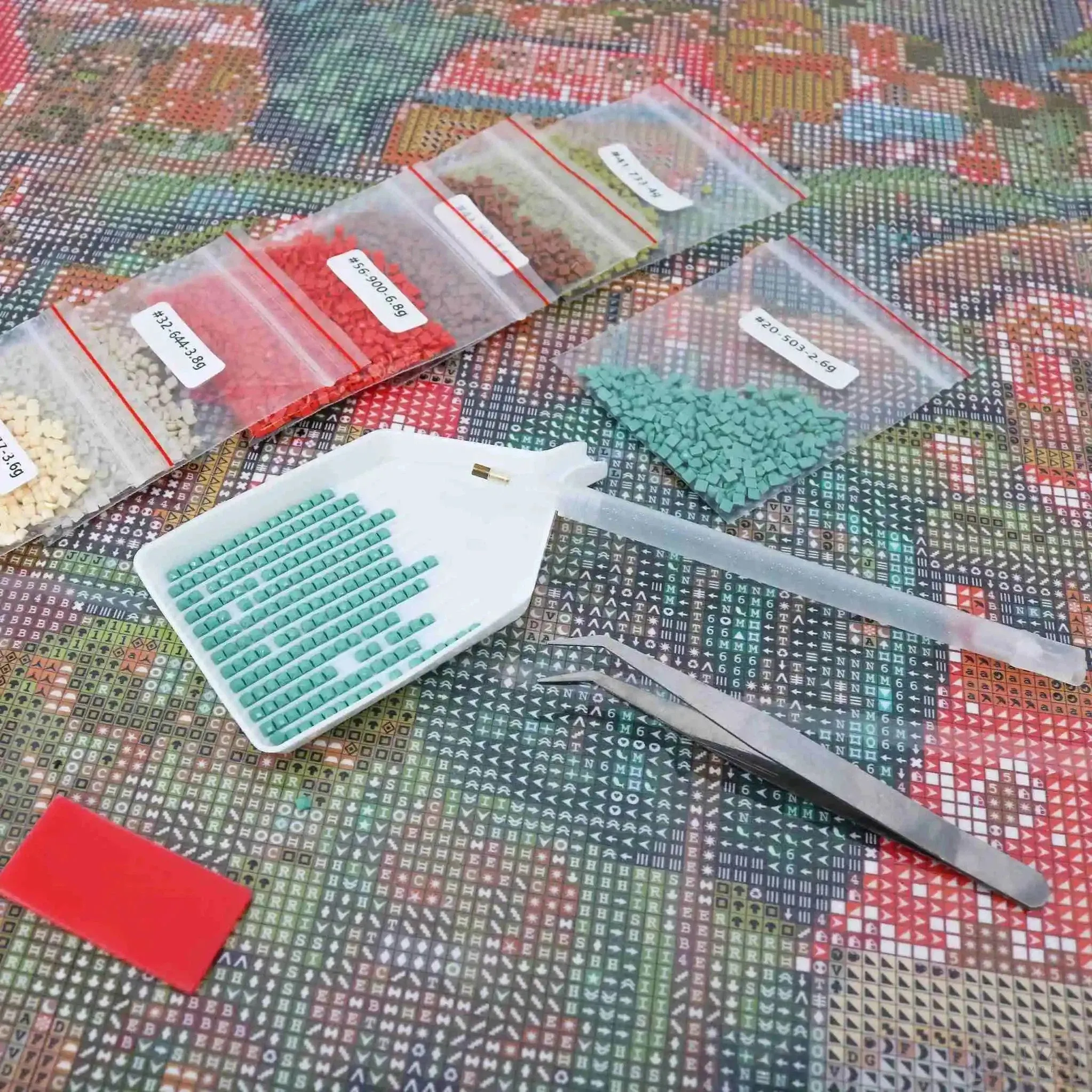 Water-Lilies Red and Green Pads - Diamond Painting