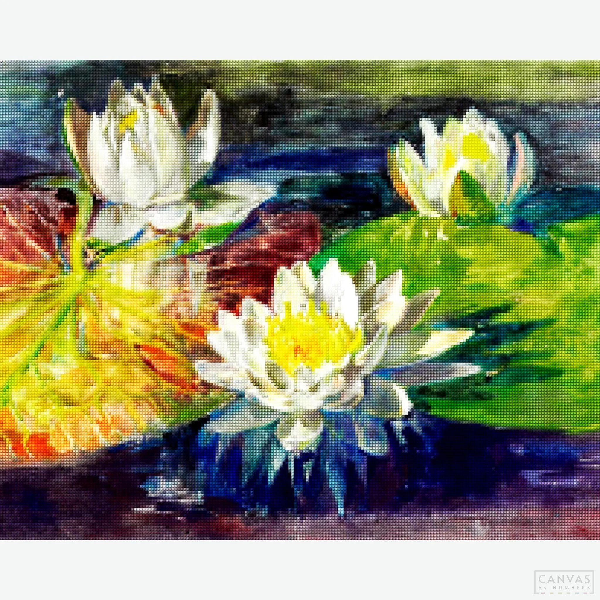 Water-Lilies Red and Green Pads - Diamond Painting