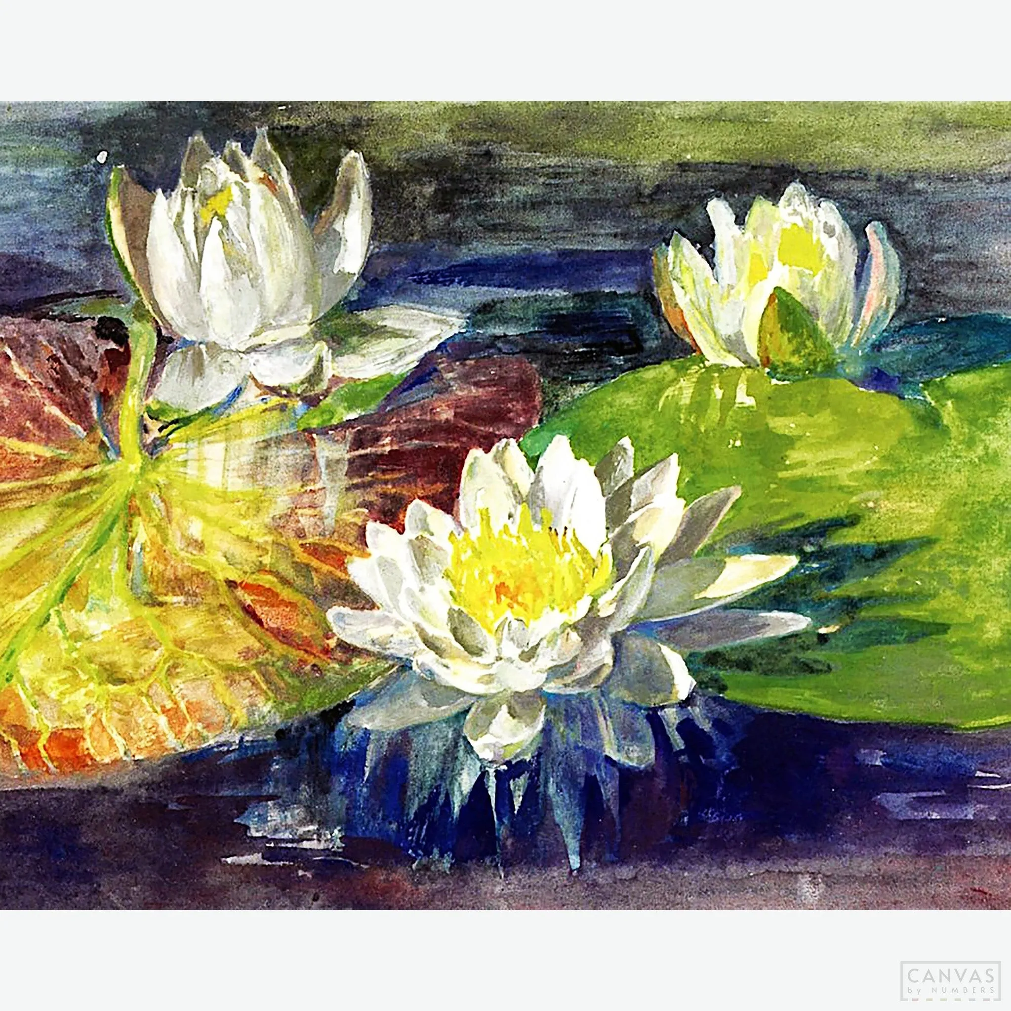 Water-Lilies Red and Green Pads - Diamond Painting