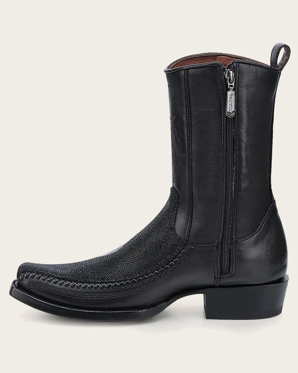 Western engraved black stingray boot