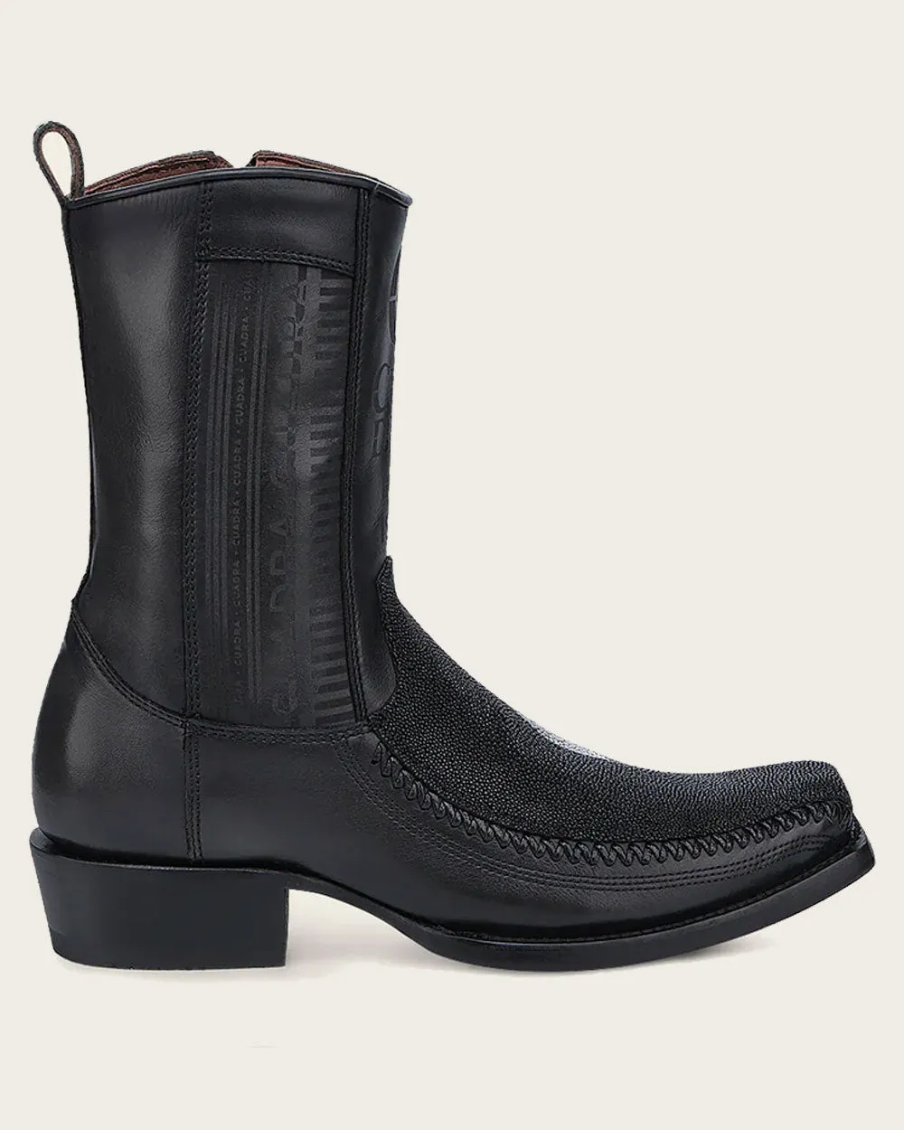 Western engraved black stingray boot