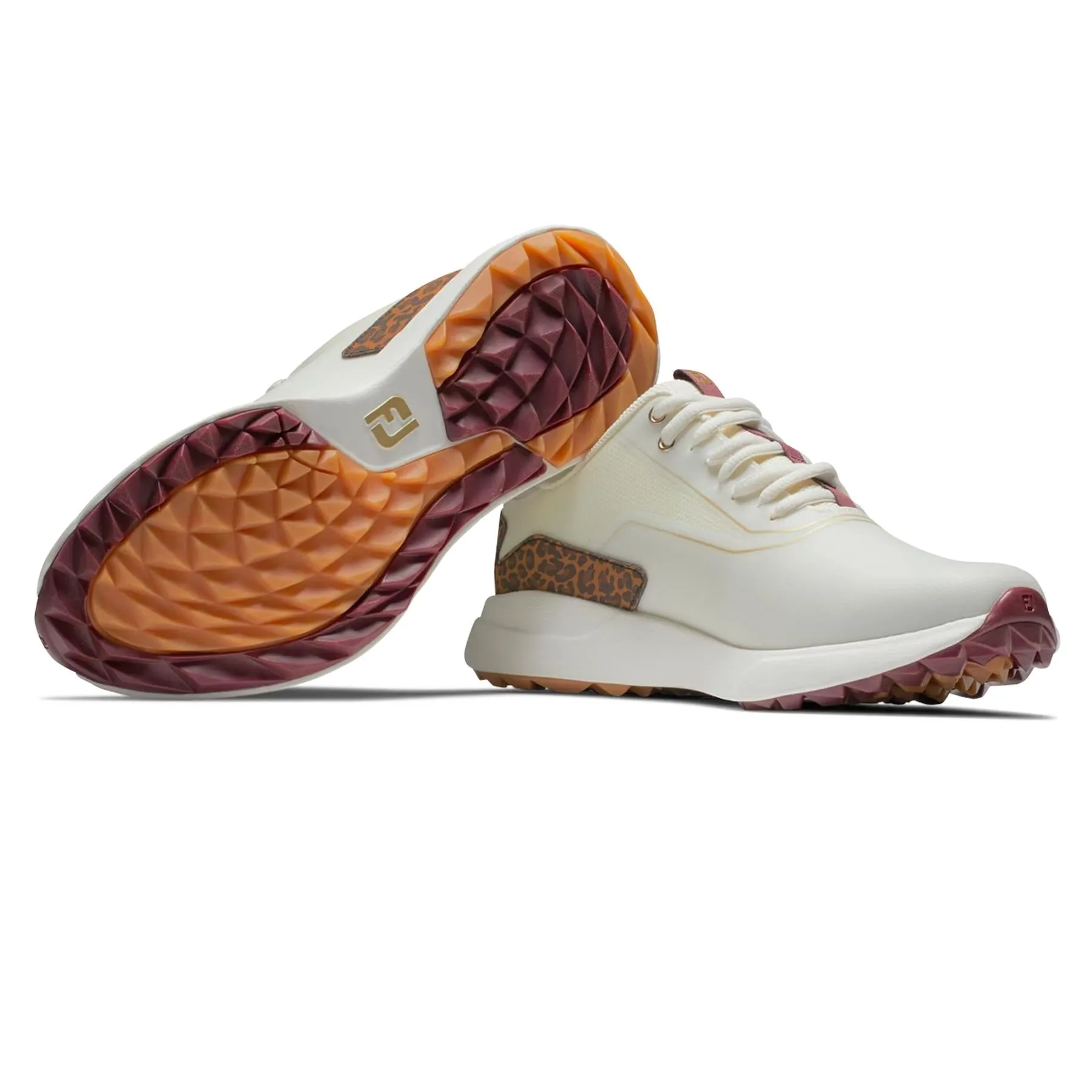 Womens Performa Spikeless Golf Shoes Cream/Leopard - 2024